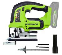 Greenworks GD24JS Cordless Jigsaw, 3000spm, Adjustable Base up to 45°, Vacuum Attachment WITHOUT 24V Battery & Charger, 3 Year Guarantee