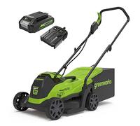 Greenworks 24V Cordless Lawnmower with Brushless Motor for Smaller Lawns up to 140m², 33cm Cutting Width, 30L Bag PLUS 24V 2Ah Battery & Charger, 3 Year Guarantee-GD24LM33K2