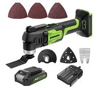 Greenworks 24V Cordless Multi-Tool, Oscillating Tool for Cutting/Nailing/Scraping/Sanding with 6 Variable Speed Control, 2.0Ah Battery, 2A Charger and 13 Accessories Included