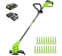 Greenworks ST24B 24v Cordless Grass Trimmer 250mm 1 x 2ah Li-ion Battery Charger