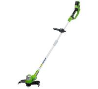 Greenworks 24V Cordless Strimmer Lawn Edger with Wheel for Small to Medium Gardens, 30cm Cutting Width, Autofeed 1.65mm Nylon Line, WITHOUT 24V Battery & Charger, 3 Year Guarantee G24LT30M