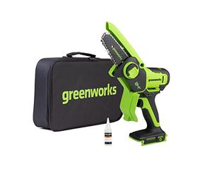 Greenworks 24V Mini Chainsaw 4 Inch (10cm) Cordless Battery Powered Chainsaw Without Battery & Charger,7.8m/s Chain Speed Electric Chainsaw for Tree Branches, Garden Cutting, Courtyard & Household
