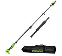 Greenworks 24V Telescopic Long Reach Pole Saw Cordless, 20m/s Cutting Speed, Brushless Battery Tree Pruner with 20cm Blade and Auto-Oil System for Tree Trimming, Tool Only