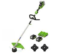 Greenworks 2x24V 40cm trimmer, blade, with 2x4Ah battery and dual-slot charger