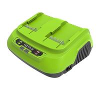 Greenworks 40V Battery Charger. Universal Charger for all Greenworks Garden & Power Tools. Charges 2Ah Battery in 30 Mins. Original Greenworks Charger for All 40V Batteries, 3 Year Warranty. G40X2UC8