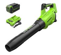 Greenworks 40V (550 CFM / 130 MPH) Brushless Axial Leaf Blower 4Ah USB Battery and Charger