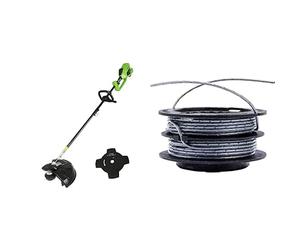 Greenworks 40V Cordless Brushcutter Brushless, Adjustable Height, 40cm Cutting Width, Bump Feed, No Battery & Charger, GD40BC + 4.8m Trimmer Spool