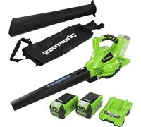 Greenworks 40V Digipro 185 Mph (300 Km/h) Variable Speed Cordless Blower & Vacuum With Two 2Ah Batteries & Universal Charger