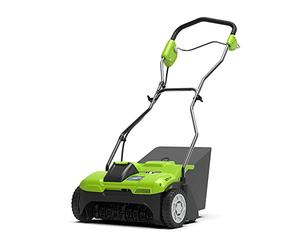 Greenworks 40V Scarifier Lawn Rake Dethatcher, 3600rpm, 36cm Working Width, 30L Collection Box WITHOUT Battery & Charger , 3 Year Guarantee G40DT35