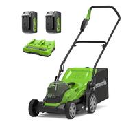 Greenworks 48V (24V x 2) Cordless Lawnmower for Lawns up to 420m², 36cm Cutting Width, 40L Bag PLUS Two of 4Ah Batteries & Twin Charger, 3 Year Guarantee,G24X2LM36K4X