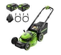 Greenworks 48V (24V x 2) Self Propelled Cordless Lawnmower-MO48L424-01 | Mower for Large Lawns up to 480m2, 46cm Cutting Width, includes Two 4Ah Batteries and Charger,3-Year Guaranteer