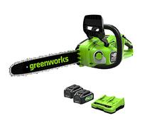 Greenworks Cordless Chainsaw GD24X2CS36 (Li-Ion 2x 24V, 20 m/s Chain Speed, 36 cm Guide Bar Length, 200 ml Oil Tank Capacity with 2x 4Ah Batteries &