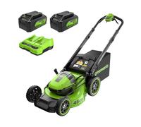 Greenworks MO48L 48v Cordless Brushless Self Propelled Rotary Lawnmower 460mm 2 x 4ah Li-ion Twin Battery Charger