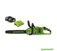 Greenworks 48V 36Cm Cordless Brushless Chainsaw Kit 2X 24V Batteries Charger 14 Inch Bar Chain Garden Cutting Tool