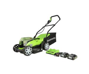 Greenworks 48V 36cm Lawnmower with 2x 24V 2Ah Batteries & Charger