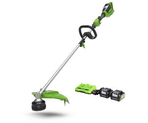 Greenworks 48V 40cm Cordless Brushless Brush Cutter & Line Trimmer with 2 x 4.0Ah Battery & 2A Twin Charger