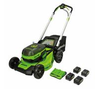Greenworks 48V 46cm Cordless Self-Propelled Lawnmower Kit (4 x 4Ah & Dual Charger)