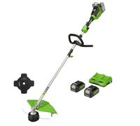Greenworks 48V Cordless Strimmer with Grass Trimmer, 40cm Cutting Width, Lightweight, 2mm Dual Nylon Line, Two of 24V 4Ah Batteries & Twin Charger, 3 Year Guarantee