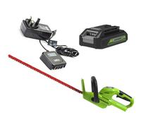Greenworks 56cm Hedge Trimmer with Twist Handle, 2.0Ah Battery & 0.5A Charger