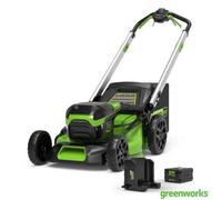 Greenworks 60V 46Cm Self-Propelled Cordless Lawnmower, 4Ah Battery & Charger Included, 7 Heights, Mulching, 650M²