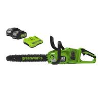 Greenworks Cordless Chainsaw GD24X2CS36 (Li-Ion 2x 24V, 20 m/s Chain Speed, 36 cm Guide Bar Length, 200 ml Oil Tank Capacity with 2x 4Ah Batteries &