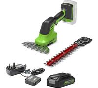 Greenworks G24SHT 24v Cordless Grass and Shrub Shears 1 x 2ah Li-ion Charger FREE Gloves, Lubricant & Safety Glasses Worth £11.85