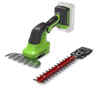 Greenworks G24SHT 2-in-1 Shrub and Grass Shear, 20cm Hedge Blades, Cuts up to 8mm Stems and Twigs, 2800spm, 15cm Grass Blade WITHOUT 24V Battery & Charger, 3 Year Guarantee
