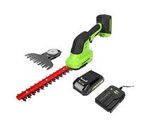 Greenworks G24SHTK2 2-in-1 Shrub and Grass Shear, 20cm Hedge Blades, Cuts up to 8mm Stems and Twigs, 2800spm, 15cm Grass Blade, 24V Battery & Charger, 3 Year Guarantee