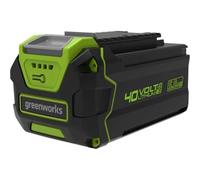 Greenworks 40V Battery. Original Greenworks Powerful Battery for All Greenworks 40V Garden and Power Tools. Fast Charging 5Ah Lithium-Ion Battery. 3-Stage LED Charge Level. 2 Year Warranty. G40B5