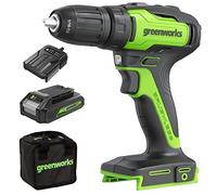 Greenworks GD24DD35K2 Cordless Drill-Driver with Brushless Motor, 0-1450rpm, 2 Gears, 35Nm Torque, 24V 2Ah Battery & Charger, Bag, 3 Year Guarantee