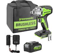 Greenworks GD24IW400K4 Cordless Impact Wrench with Brushless Motor, 0-2800rpm, 0-4000ipm, 400Nm Torque, 1/2" (1.27cm) Square Coupler, 24V 4Ah Battery & Charger, 3 Year Guarantee