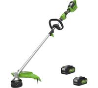 Greenworks GD24X2TX 48v Cordless Brushless Grass Trimmer 400mm (Attachment Compatible) 2 x 4ah Li-ion Battery Charger