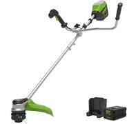 Greenworks GD60BCB 60v Cordless Brushless Grass Trimmer with Bike Handle 1 x 4ah Li-ion Battery Charger