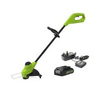 Greenworks Tools 24V Line Trimmer, Gear Reduced Motor, 25Cm (10") Cutting Width Includes 2Ah Battery & Economy Charger
