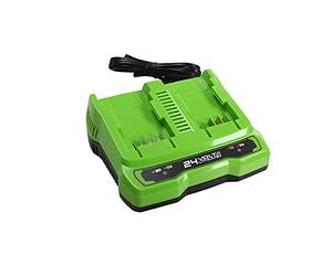 Greenworks Tools Double Slot Battery Universal Charger G24X2UC2 (Li-Ion 24 V 48 W Output Suitable for all Batteries of the 24 V Greenworks Series)