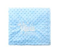 Greenyre Personalised Baby Blanket, Customised with Name, Blue Bobble Blanket, 75 x 100 cm