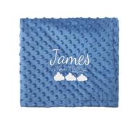 Greenyre Personalised Baby Blanket, Customised with Name, Navy Blue Bobble Blanket, 75 x 100 cm, Cotton Blend, Single Layered, Baby Care, Everyday Use, Winter