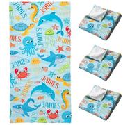 Greenyre Personalised Beach Towel,Microfibre Beach Towels for Kids Adults,Customised Swimming Towel with Name,Travel Towels Quick Dry Large Beach Towel for Women Men(Marine Organism)
