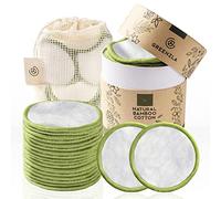 Greenzla Reusable Makeup Remover Pads (20 Pack) with Washable Laundry Bag and Round Box for Storage | Natural Bamboo and Organic Cotton Rounds for All Skin Types - Eco-Friendly Reusable Cotton Pads