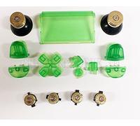 Greenzone ® Clear Green Mod Kit with Brass Action Buttons & 338 Solid Bullet Thumbs Compatible With Playstation PS4 Model JDM-001 (UK Company)