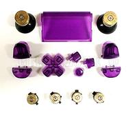 Greenzone Clear Purple Mod Kit with Brass Action Buttons & 338 Solid Bullet Thumbs Compatible with playstation PS4 controller generation one 2015 (UK Company)