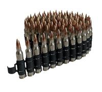 GREENZONE Custom Made 5.56 Metal Bullet Belt with Tips - Silver Fashion Accessory for Fancy Dress Costume for Army Steam Punk Rock & Roll Gothic Goth Black Metal Novelty Heavy Emo (34 Inches)