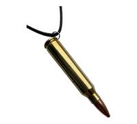 GREENZONE Custom-made Bullet Pendant on Black Cord - Novelty Gold Fashion Accessory for Fancy Dress Costume Rock & Roll Gothic Army Steam Punk Black Metal Goth Punk Emo (5.56)