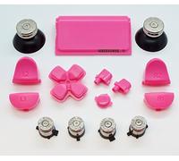 Greenzone ® Nickel Action Bullet Buttons, Solid Thumbs & Pink Button Mod Kit Compatible With PlayStation PS4 Model JDM-001(UK Company)