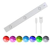 GreeSuit 7 Color Under Cabinet Lights Rechargeable LED Closet Light 1000mAh Wireless Motion Sensor Stick-on Cordless Counter for Kitchen, Stair, Wardrobe, Cupboard (40CM) (FANC-1601)