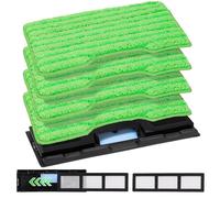 GreeSuit Reusable Vacmop Pads for Shark VacMop VM200UK VM200UKPL VM200UKGN | 4 Microfiber Mop Pads + 1 Upgraded Dirt Chamber + 2 Filters for Shark VacMop VacMop Lavender and Lime Green