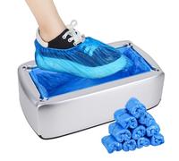 GreeSuit Upgrade Automatic Shoe Cover Dispenser - Portable Shoe Cover Machine with 100 Pcs Disposable Plastic Shoe Covers for Home, Office, Factory (100 Pcs) Silver