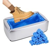 GreeSuit Upgrade Automatic Shoe Cover Dispenser - Portable Shoe Cover Machine with 200 Pcs Disposable Plastic Shoe Covers for Home, Office, Factory (200 Pcs) Silver