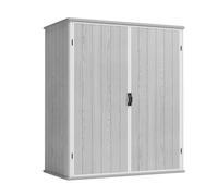 Greesum 5X3FT Plastic Storage Shed with Floor, Resin Outdoor Storaged Shed with Lockable Door, Easy Assembly All-Weather Tool Sheds for Garden, Backyard, Patio, Light Gray (4.7×2.5FT)