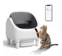 Greesum Automatic Cat Litter with Open Lid - Self-Cleaning Function - Smart App Operation - Effortless Odour Reduction - Spacious 15 Litre Bin